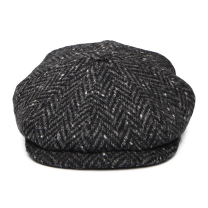 City Sport Donegal Tweed Herringbone Deep Fit Newsboy Cap - Black-Charcoal