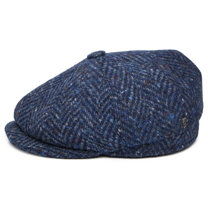 City Sport Donegal Tweed Herringbone Deep Fit Newsboy Cap - Blue