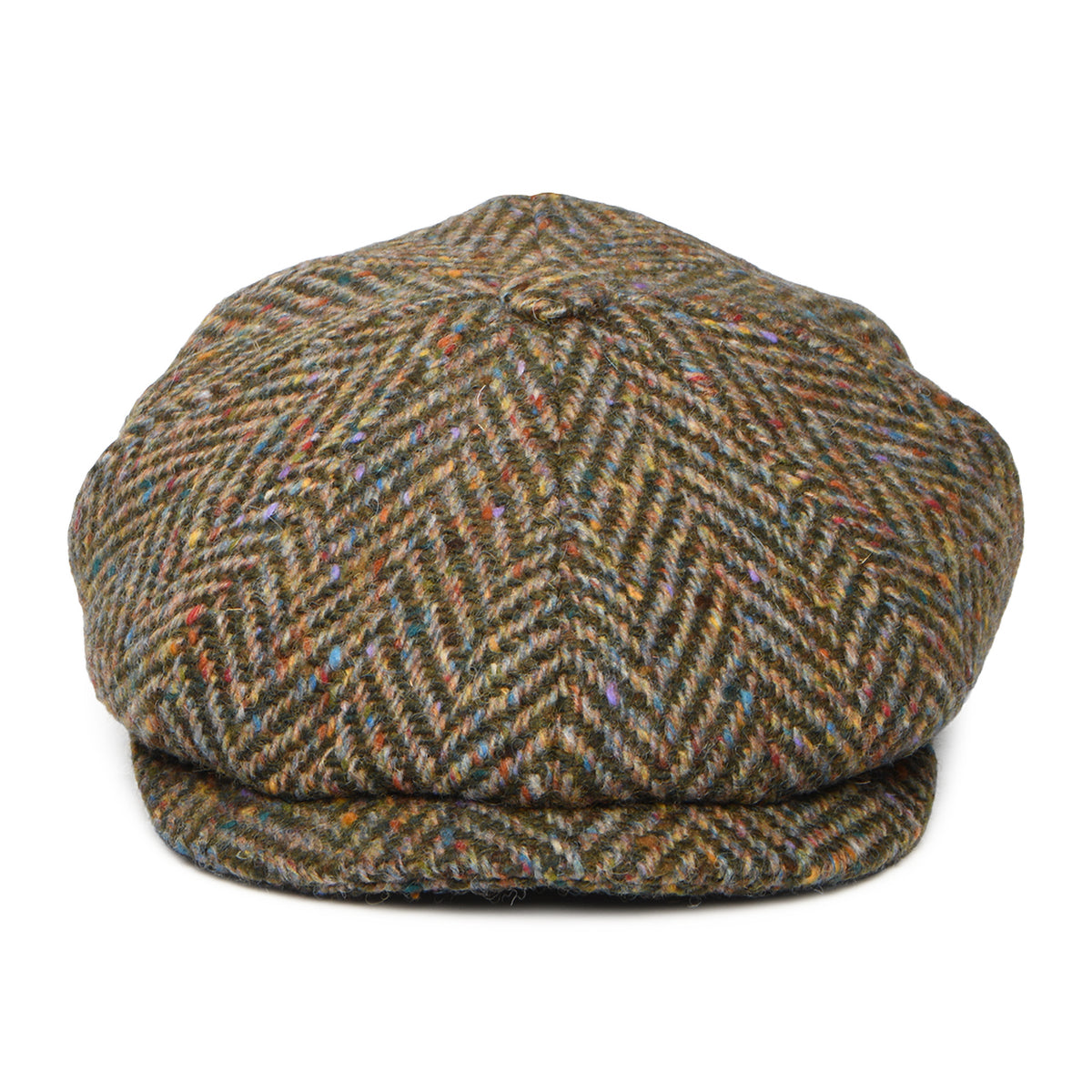 City Sport Donegal Tweed Herringbone Deep Fit Newsboy Cap - Olive