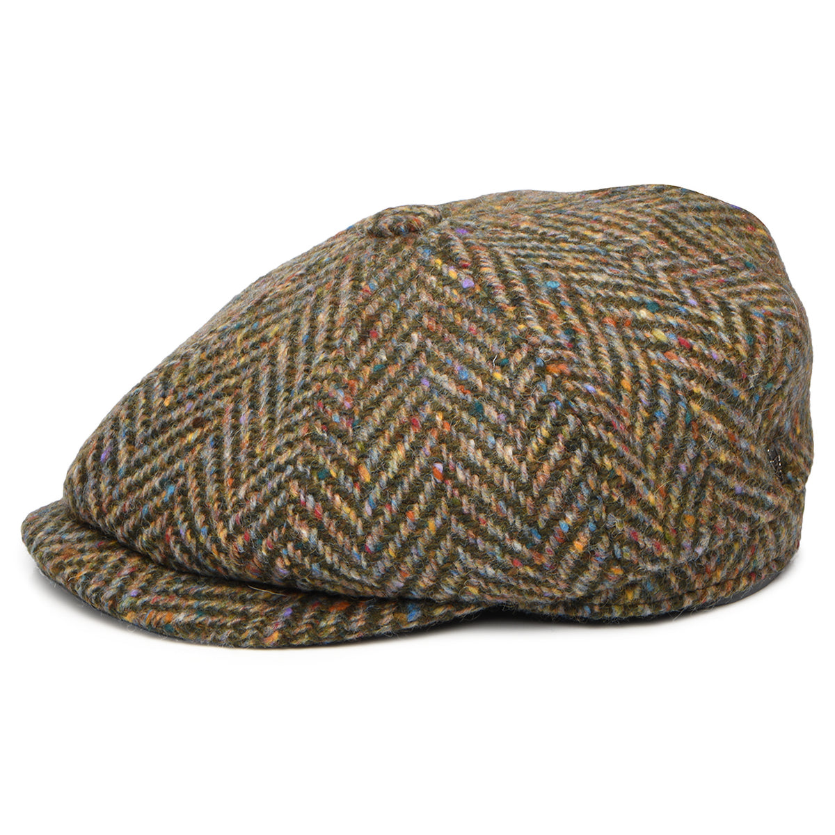 City Sport Donegal Tweed Herringbone Deep Fit Newsboy Cap - Olive