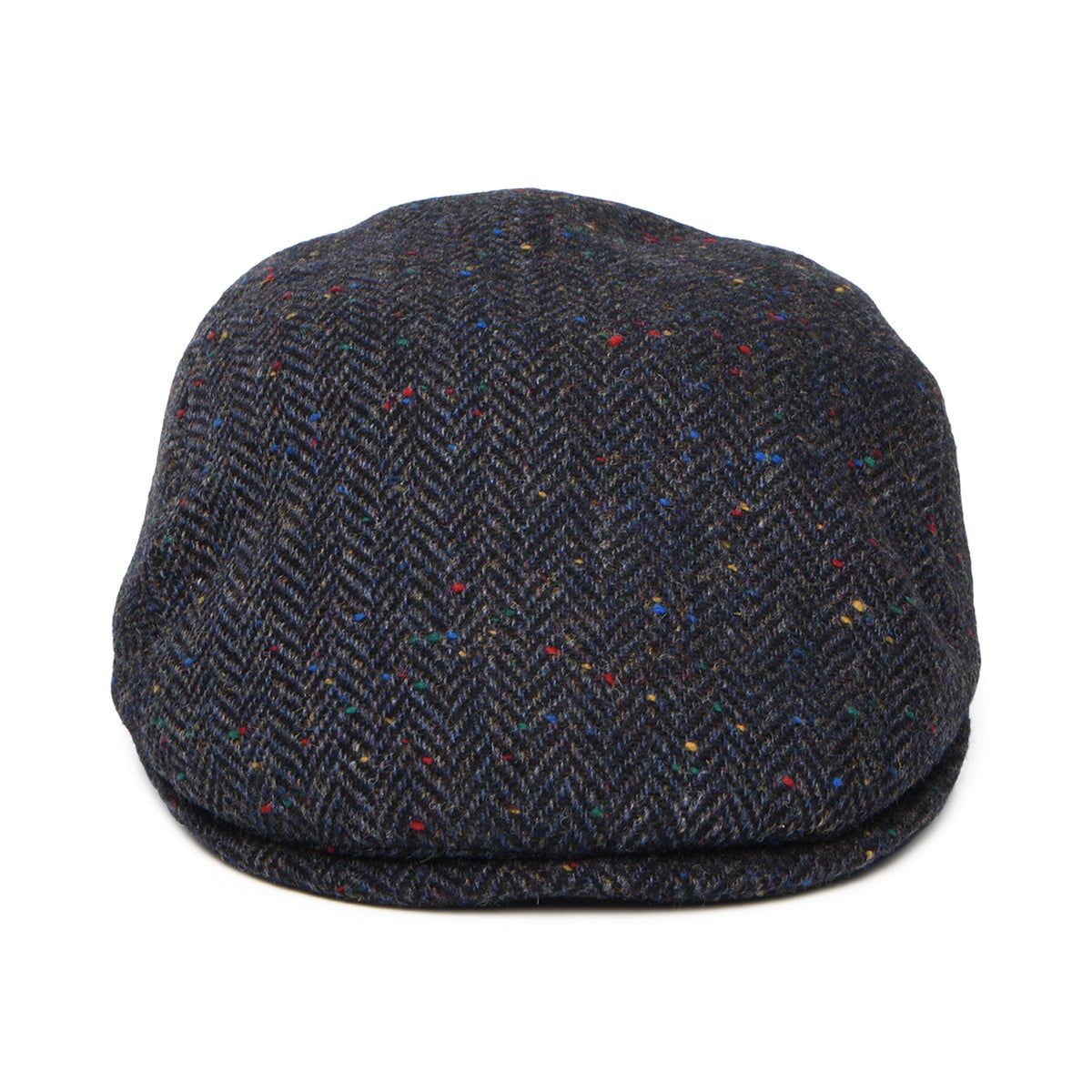 City Sport Porto Herringbone Virgin Wool Flat Cap - Navy Blue