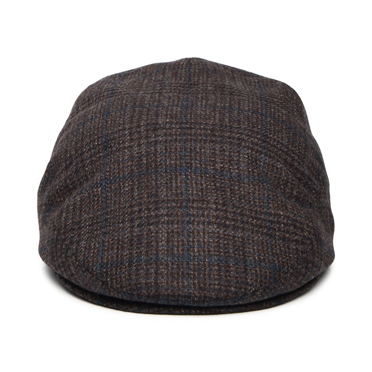 City Sport Wool-Cashmere Windowpane Flat Cap - Dark Brown-Blue