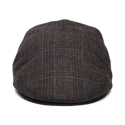 City Sport Wool-Cashmere Windowpane Flat Cap - Dark Brown-Blue