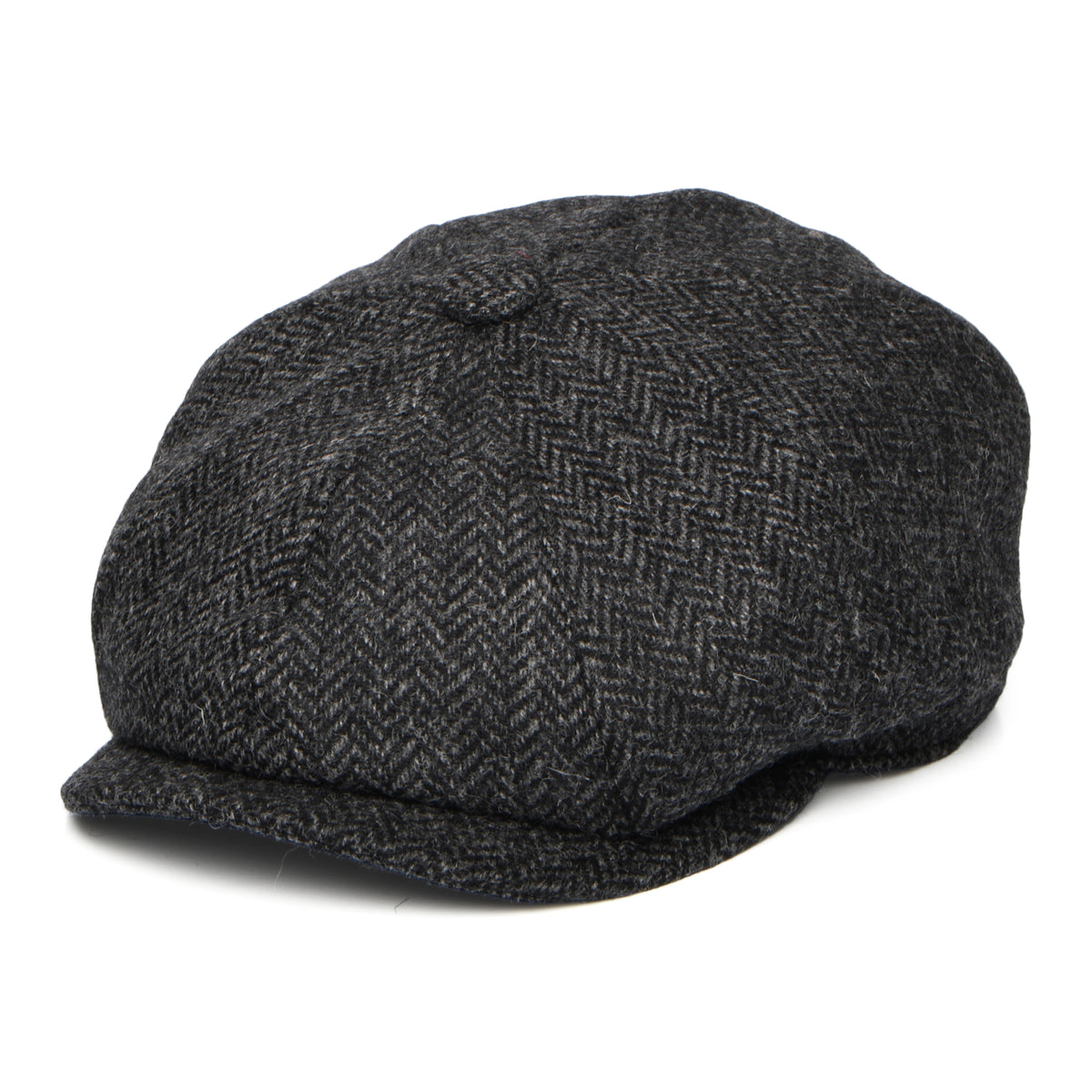 Christys Hats Brooklyn Herringbone British Wool Newsboy Cap - Charcoal