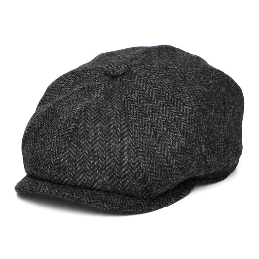 Christys Hats Brooklyn Herringbone British Wool Newsboy Cap - Charcoal