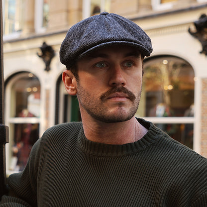 Christys Hats Brooklyn Herringbone British Wool Newsboy Cap - Charcoal