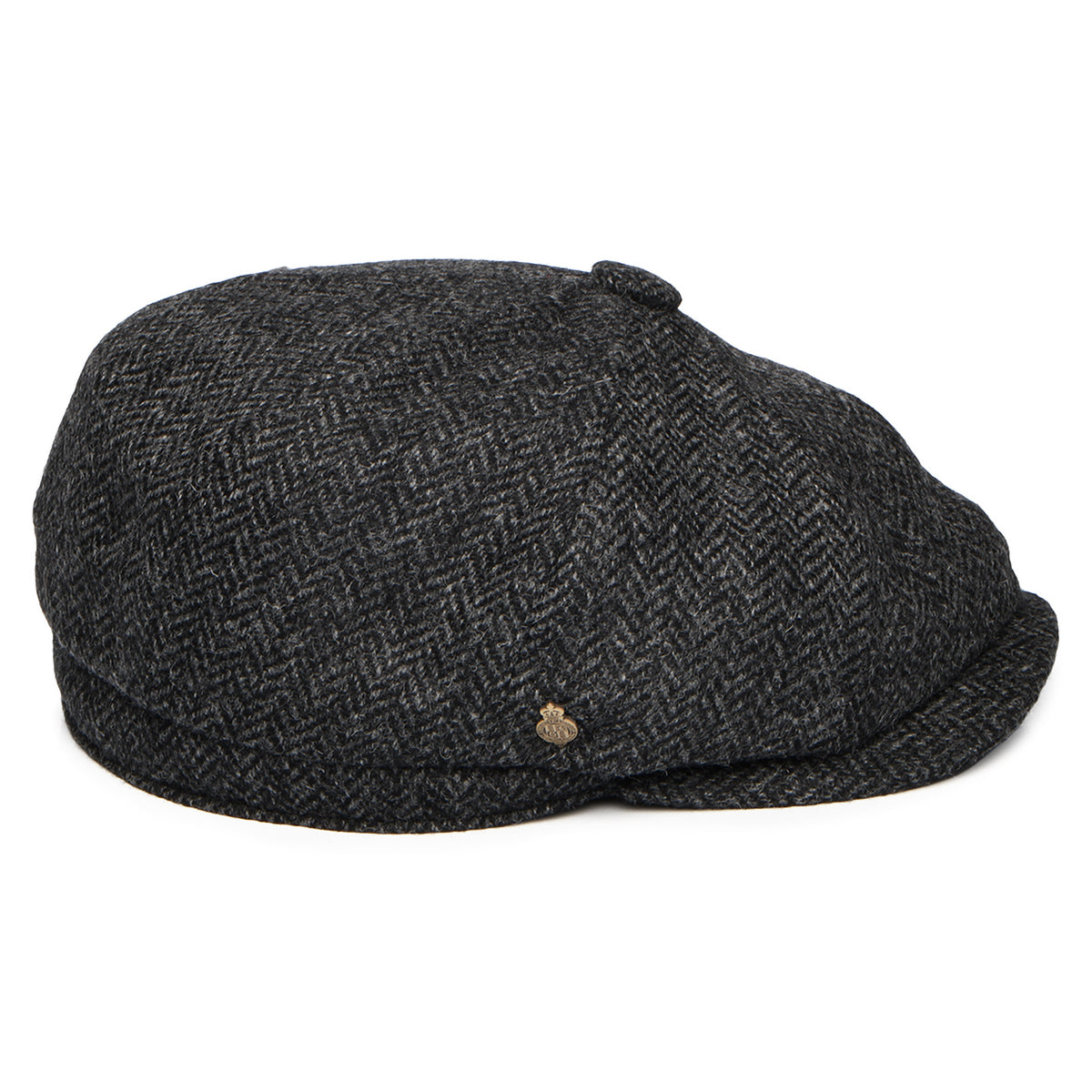 Christys Hats Brooklyn Herringbone British Wool Newsboy Cap - Charcoal
