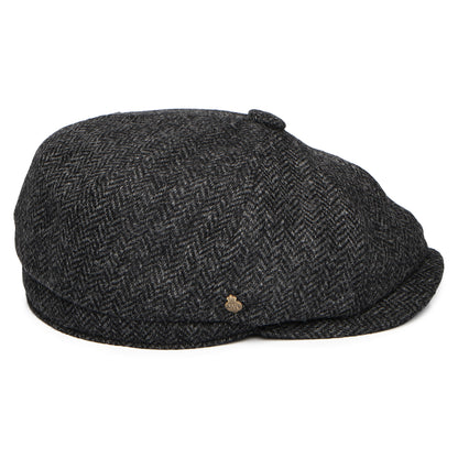 Christys Hats Brooklyn Herringbone British Wool Newsboy Cap - Charcoal