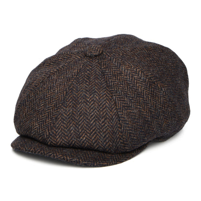 Christys Hats Brooklyn Herringbone British Wool Newsboy Cap - Brown