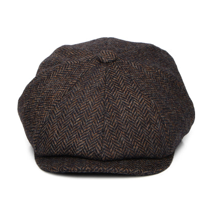 Christys Hats Brooklyn Herringbone British Wool Newsboy Cap - Brown