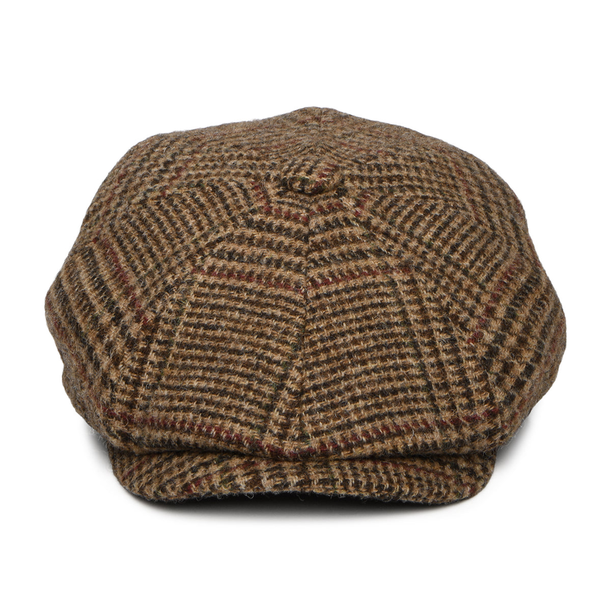 Christys Hats Field Heritage Gun Check British Wool Newsboy Cap - Brown