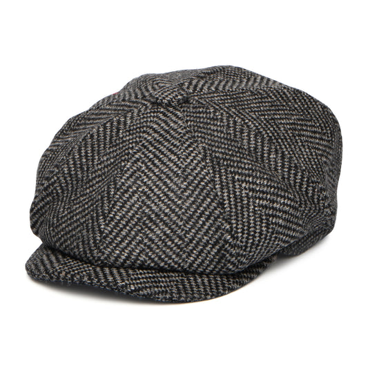 Christys Hats Portobello Herringbone Merino Wool Newsboy Cap - Grey