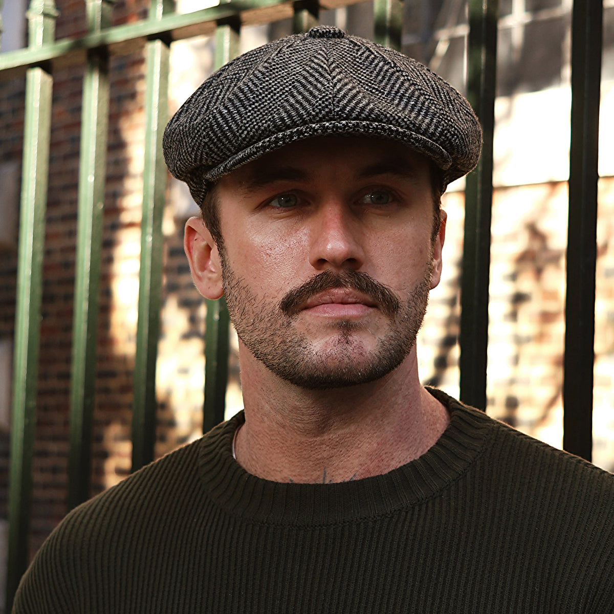 Christys Hats Portobello Herringbone Merino Wool Newsboy Cap - Grey