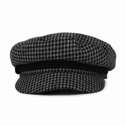 Brixton Hats Houndstooth Fiddler Cap - Grey-Black