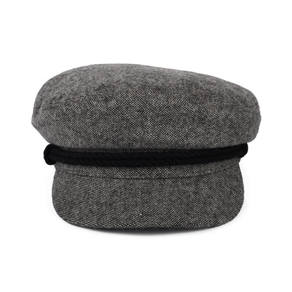 Brixton Hats Marled Fiddler Cap - Grey-Black