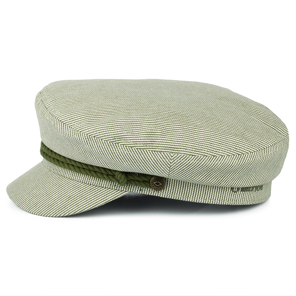 Brixton Hats Striped Fiddler Cap - Olive-Cream