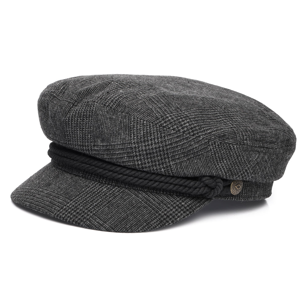 Brixton Hats Prince Of Wales Check Fiddler Cap - Dark Grey