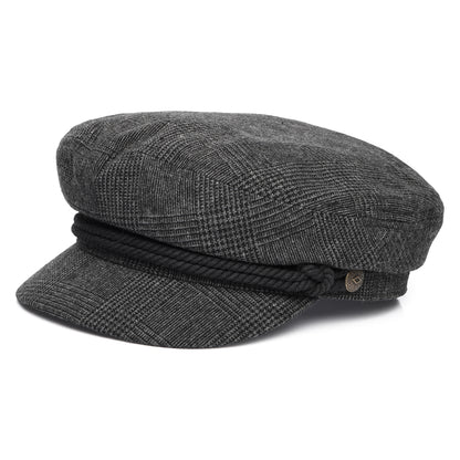 Brixton Hats Prince Of Wales Check Fiddler Cap - Dark Grey