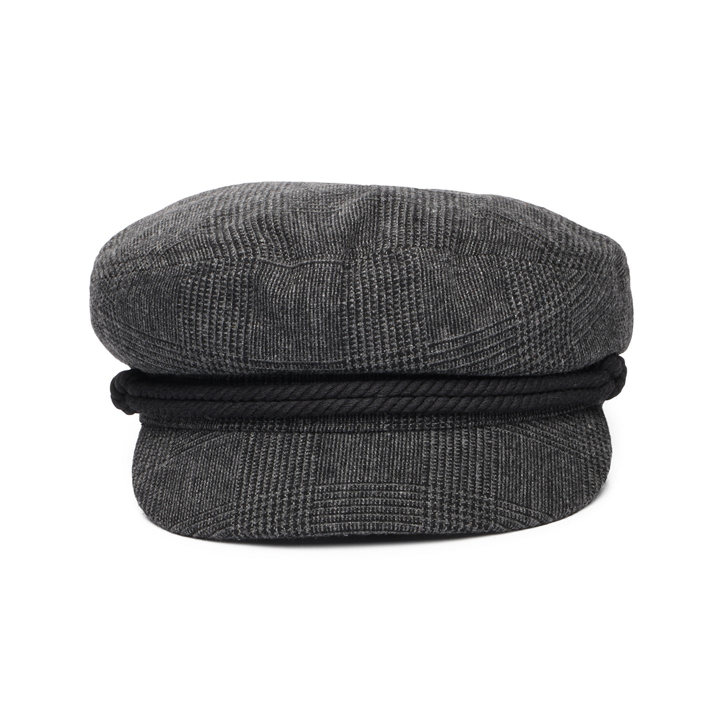 Brixton Hats Prince Of Wales Check Fiddler Cap - Dark Grey
