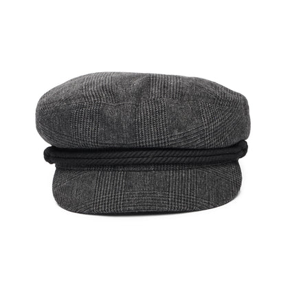Brixton Hats Prince Of Wales Check Fiddler Cap - Dark Grey