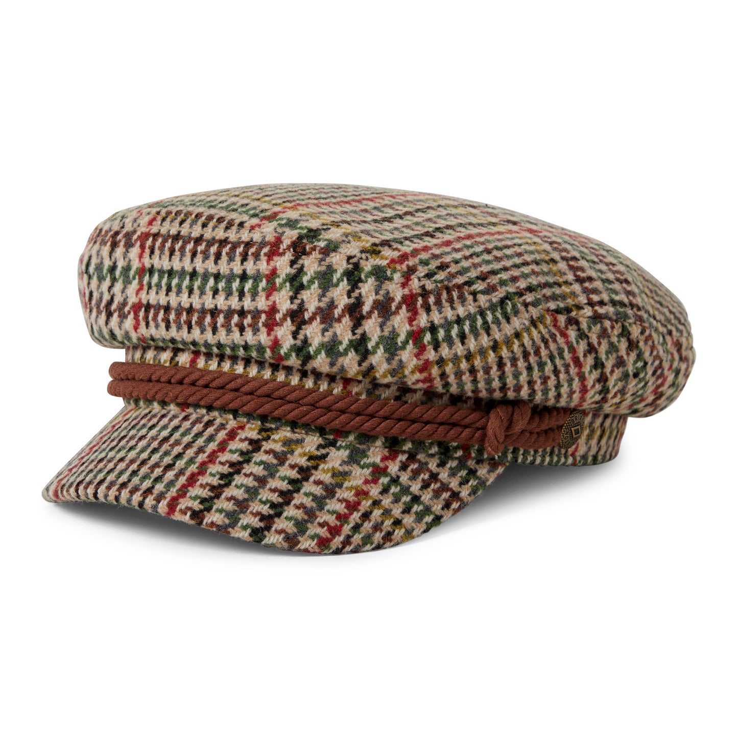 Brixton Hats Houndstooth Fiddler Cap - Sand-Red-Moss