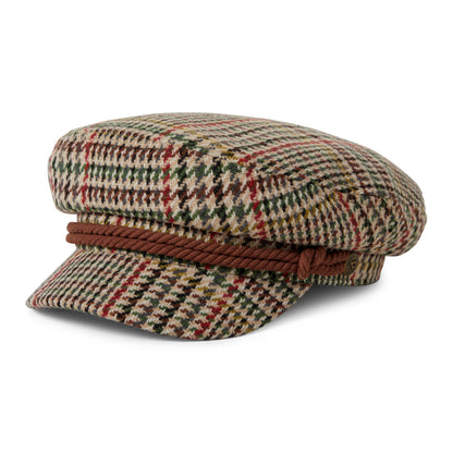 Brixton Hats Houndstooth Fiddler Cap - Sand-Red-Moss