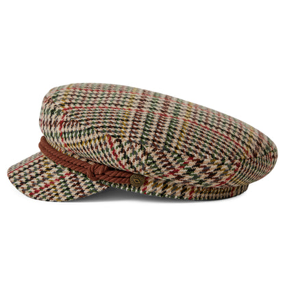 Brixton Hats Houndstooth Fiddler Cap - Sand-Red-Moss