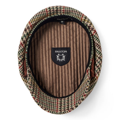 Brixton Hats Houndstooth Fiddler Cap - Sand-Red-Moss