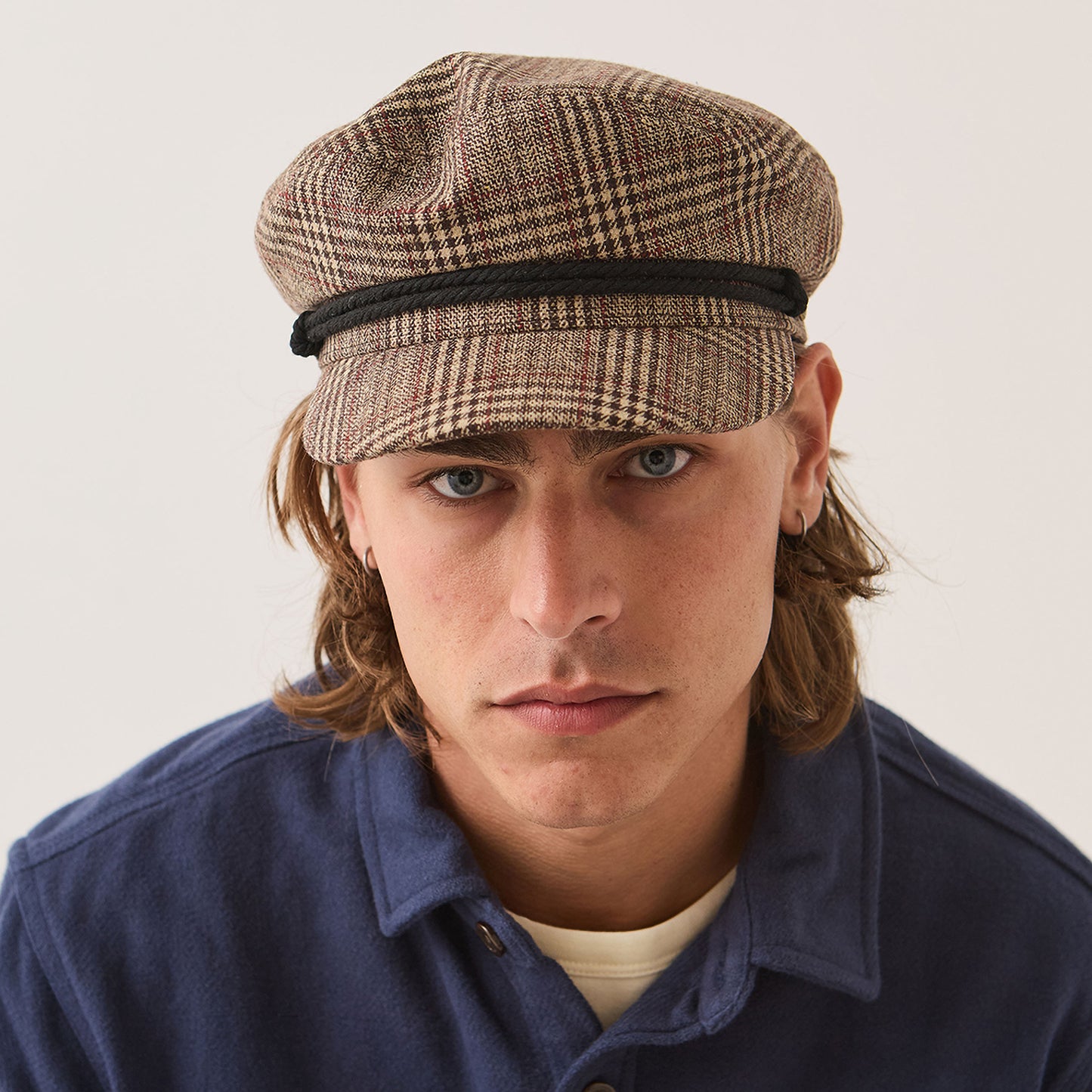 Brixton Hats Plaid Fiddler Cap - Brown-Tan-Red