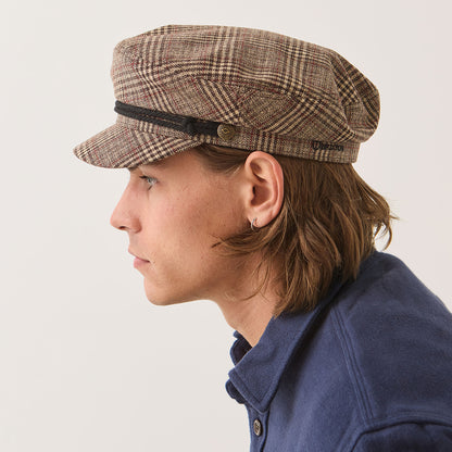 Brixton Hats Plaid Fiddler Cap - Brown-Tan-Red