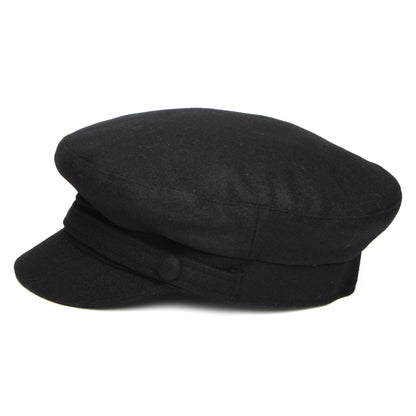 Failsworth Hats Breton Italian Melton Fiddler Cap - Black