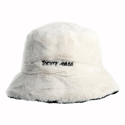 Tommy Hilfiger Hats TJW Fuzzy Reversible Faux Fur Bucket Hat - Black