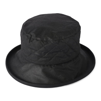 Failsworth Hats British Waxed Cotton Quilted Bucket Hat - Black
