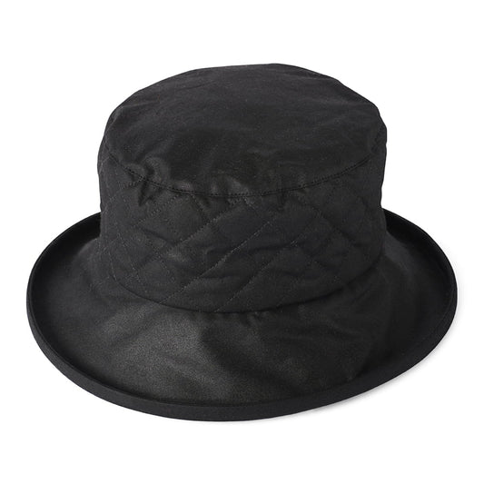 Failsworth Hats British Waxed Cotton Quilted Bucket Hat - Black