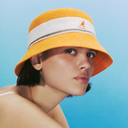 Kangol Bermuda Stripe Bucket Hat - Bright Orange