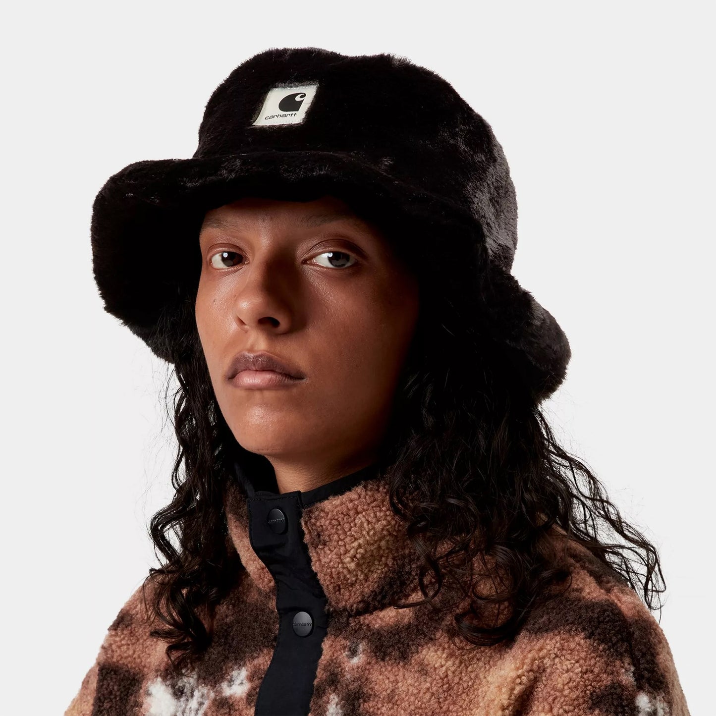 Carhartt WIP Hats Womens Olney Faux Fur Bucket Hat - Black