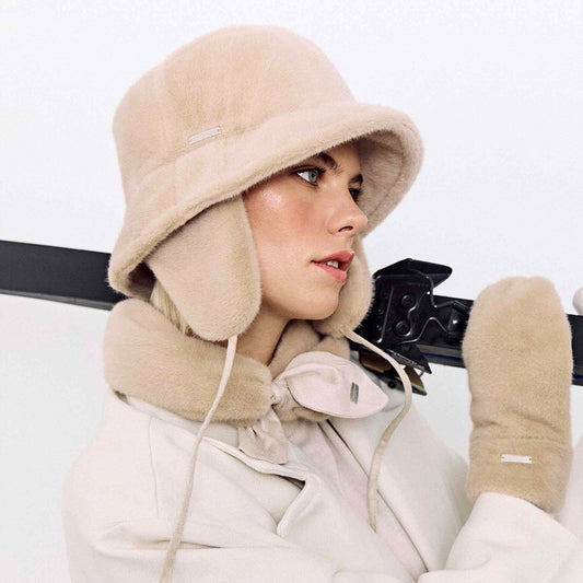 Seeberger Hats Faux Fur Bucket Hat with Earflaps - Camel