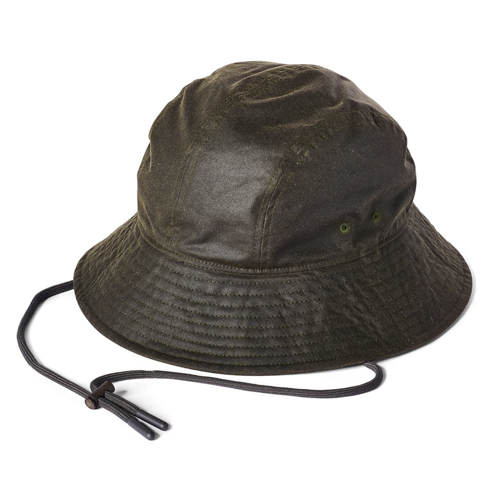 Failsworth Hats Glasto British Waxed Cotton Bucket Hat - Olive