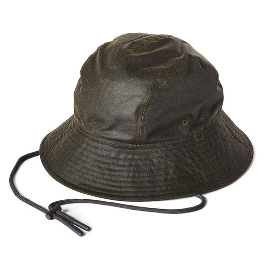 Failsworth Hats Glasto British Waxed Cotton Bucket Hat - Olive