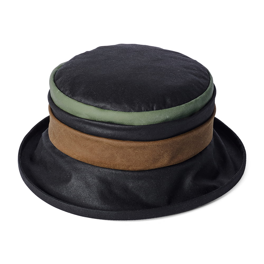 Failsworth Hats Annie British Waxed Cotton Rain Bucket Hat - Black