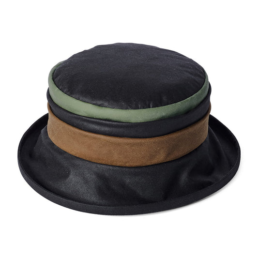 Failsworth Hats Annie British Waxed Cotton Rain Bucket Hat - Black