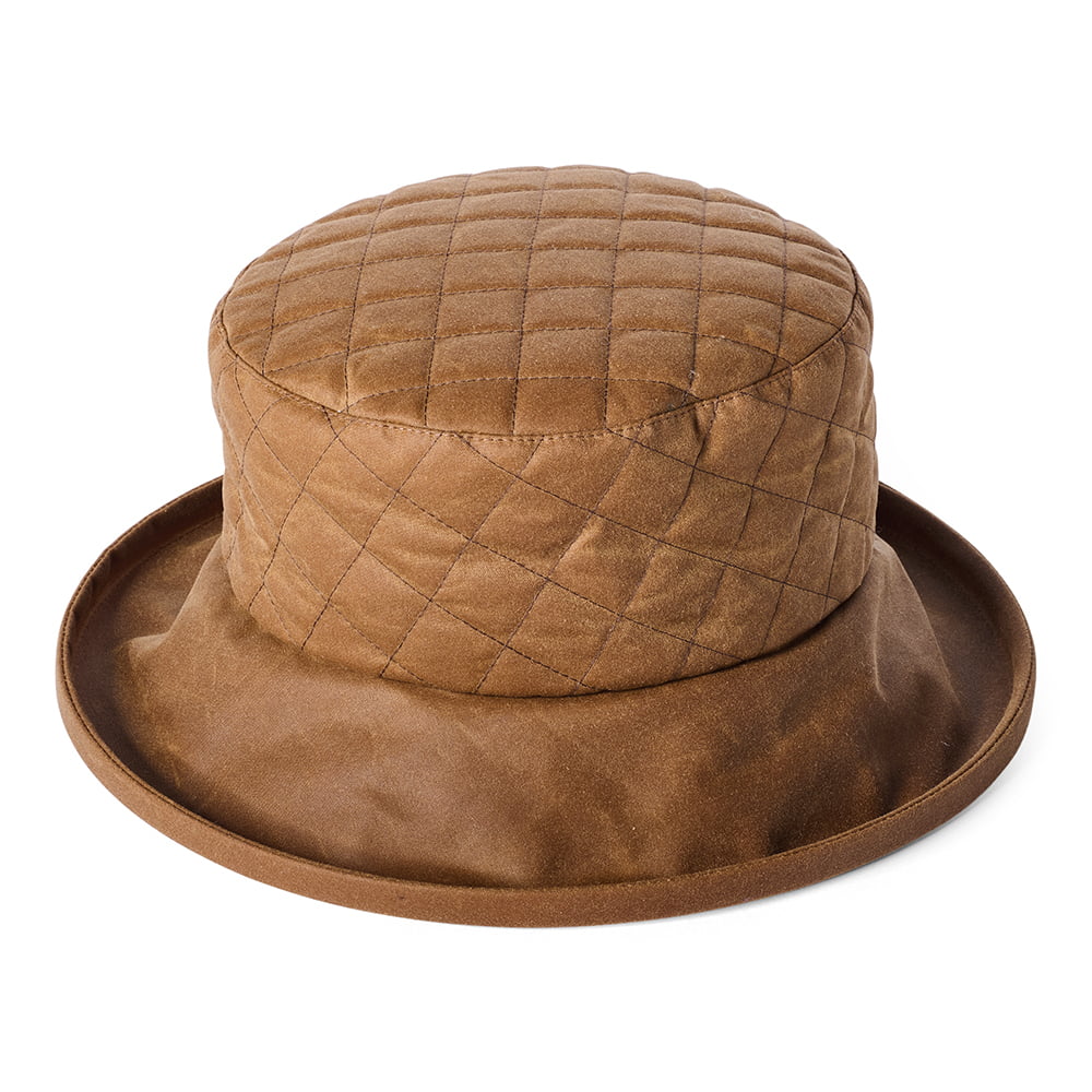 Failsworth Hats British Waxed Cotton Quilted Bucket Hat - Tan