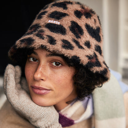 Barts Lylja Leopard Faux Fur Bucket Hat - Brown