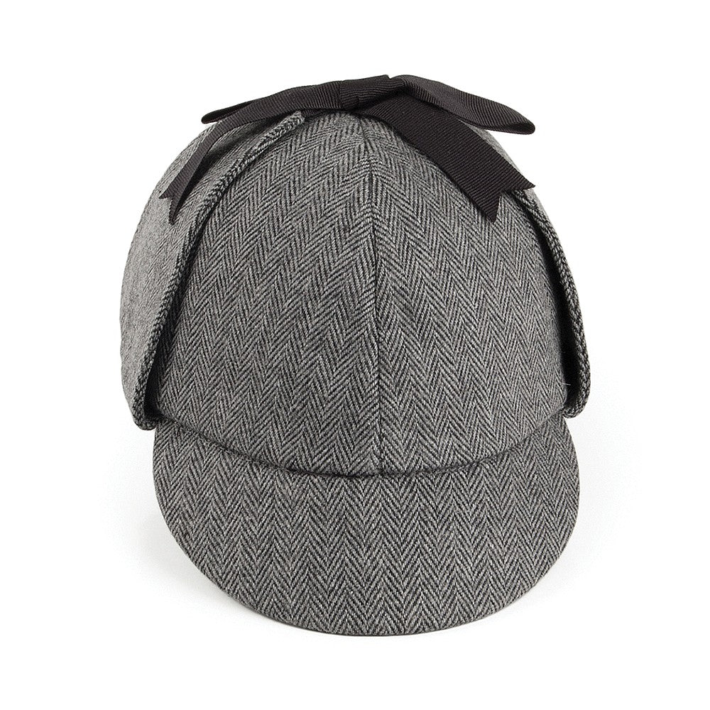 Jaxon & James Herringbone Sherlock Holmes Deerstalker Hat - Grey