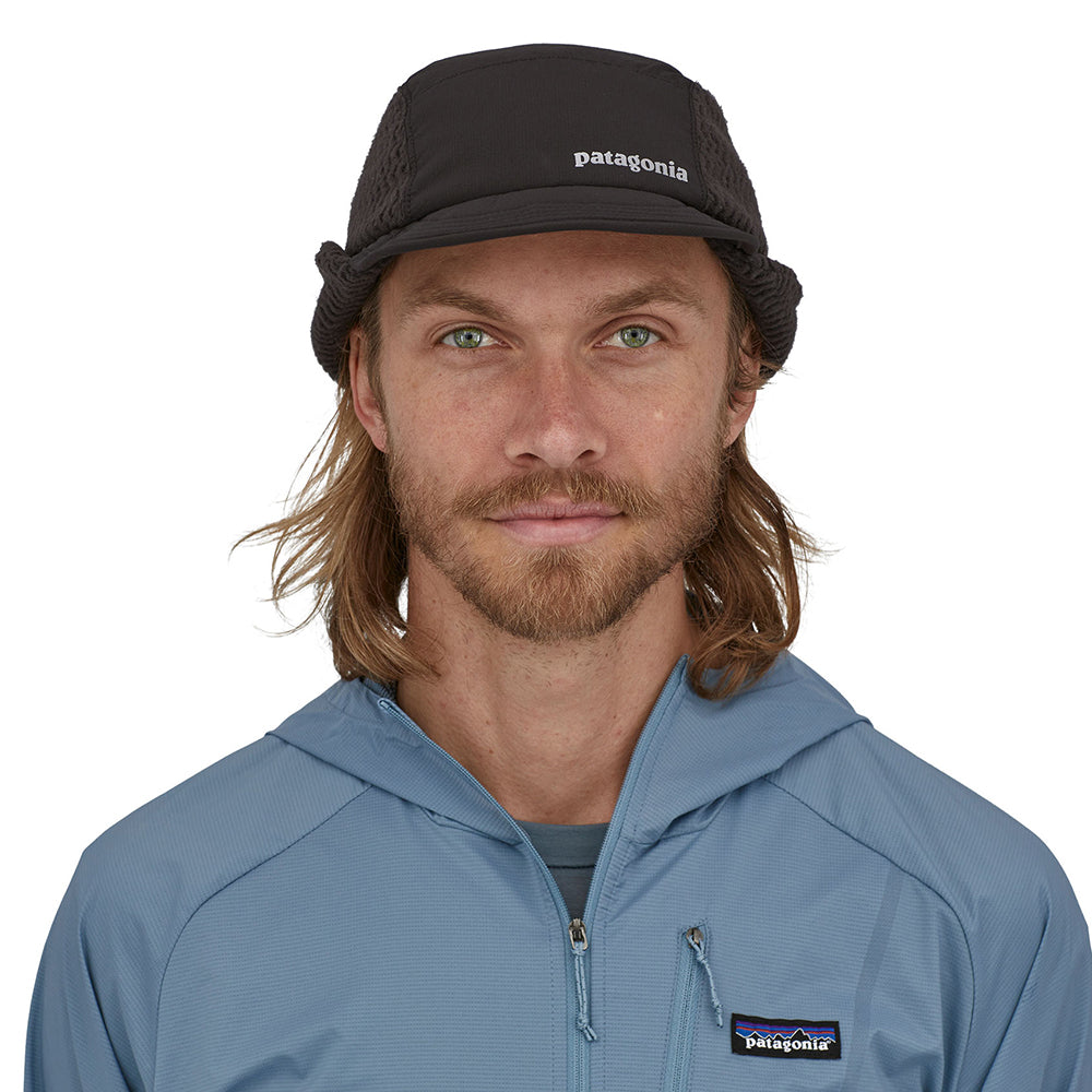 Patagonia Hats Winter Duckbill Baseball Cap With Earflaps - Black