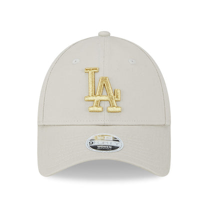 New Era Womens 9FORTY L.A. Dodgers Baseball Cap - MLB Metallic Logo - Stone-Gold