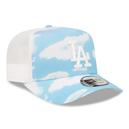 New Era L.A. Dodgers A-Frame Trucker Cap - MLB Cloud AOP - Light Blue-White