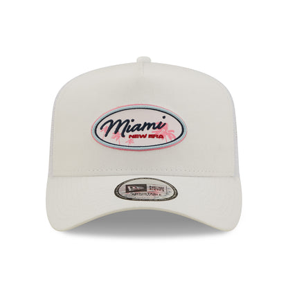 New Era Miami A-Frame Trucker Cap - Oval State - White