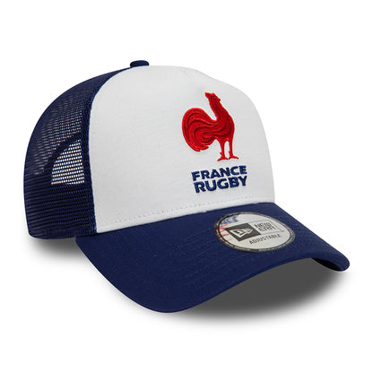 New Era French Federation of Rugby A-Frame Trucker Cap - Essential - White-Blue