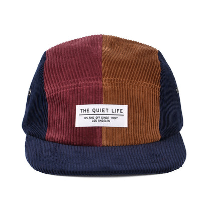 The Quiet Life Hats Chunky Cord Contrast 5 Panel Cap - Navy-Brown